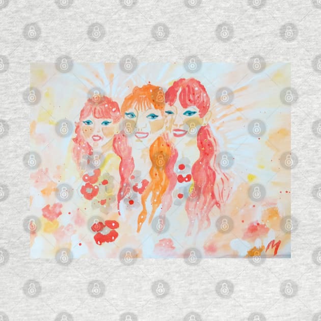 Drawing of Three Cute Fairies With Beautiful Hairs by Maltez